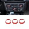 3PCS Red AC Control Knob Covers for Jeep Compass 2017- Interior Accessories