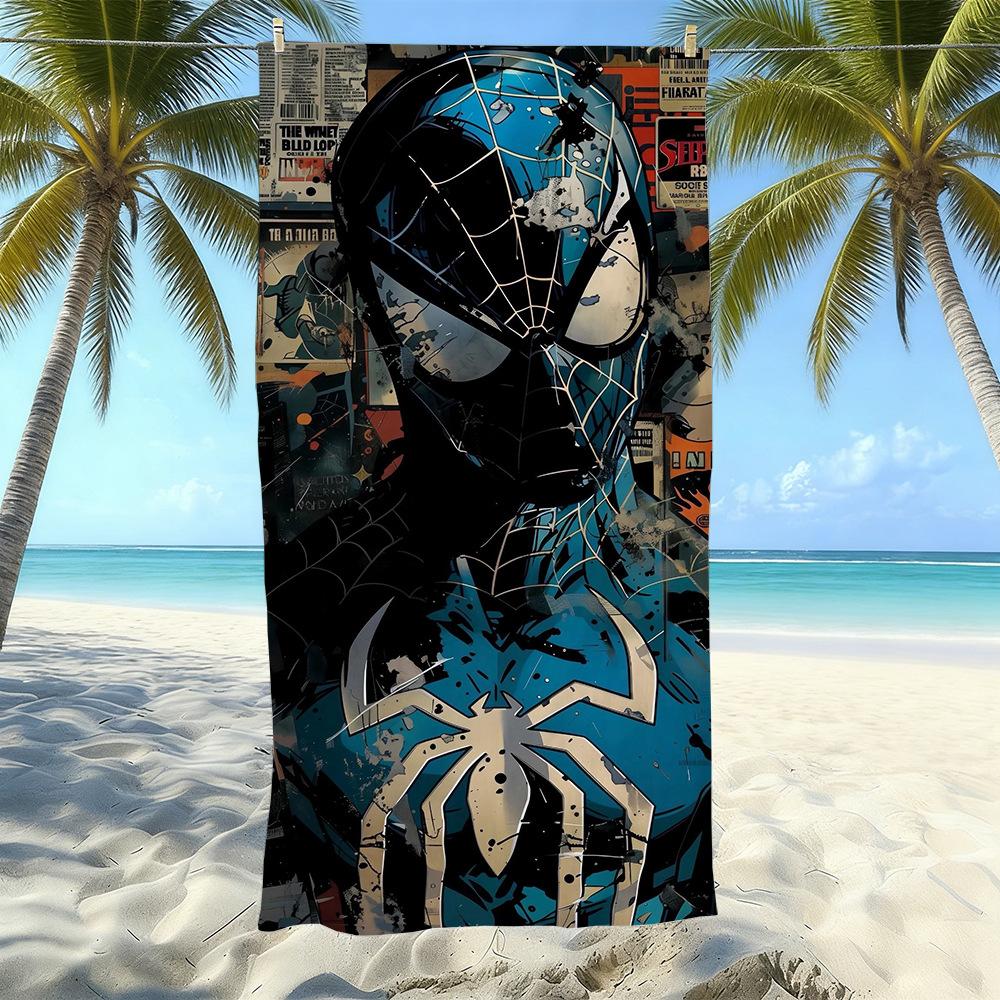 Toalla de Playa con Estampado de Dibujos Animados de Marvel Spider-Man, Natación en la Costa, Secado Rápido, Suave y Agradable para la Piel, Playa de Vacaciones