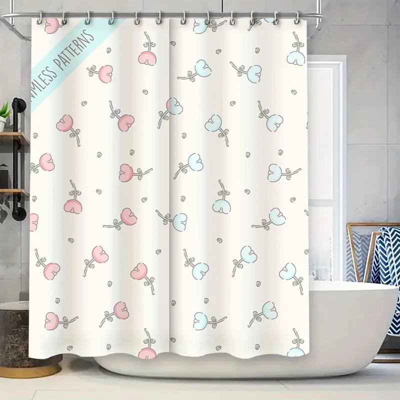 

Stylish Bathroom DecorFlower Print Shower Curtain for Kids Bathrooms Seamless Pattern Waterproof Home Decoration W90xH180cm