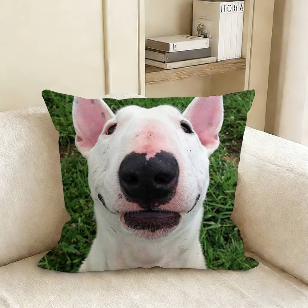 Funny Bull Terrier Dog Pillow Case Living Room Sofa Cushion Cover Suitable For Home Bedroom Room Decoration