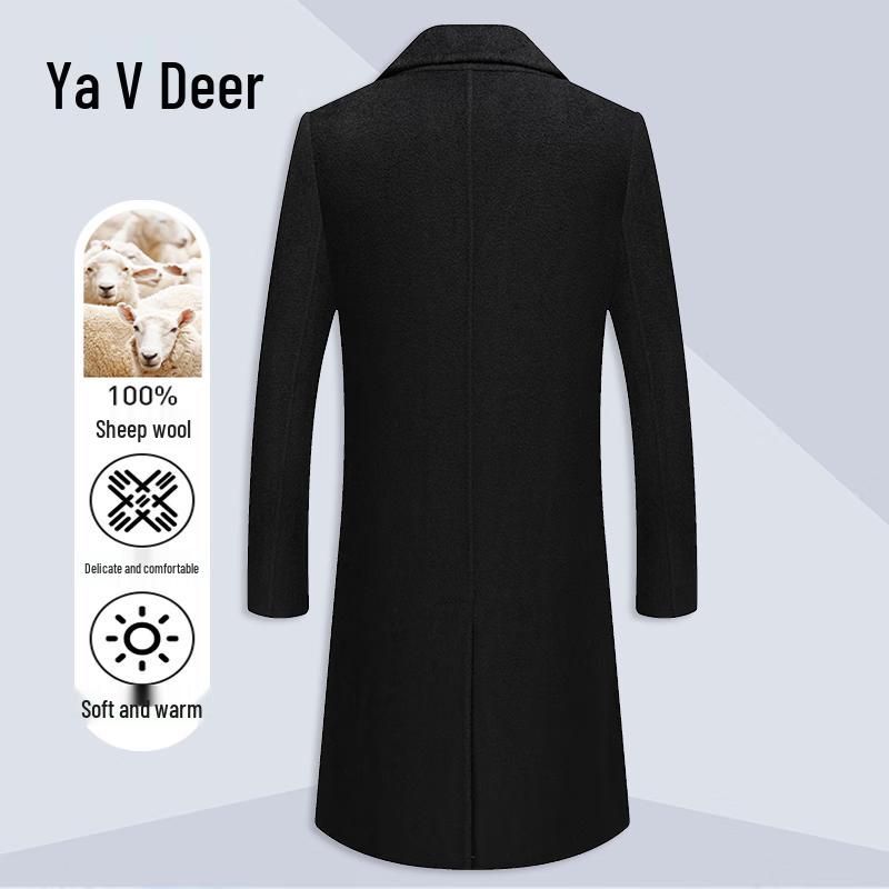 Yalu Men's 100% Merino Wool Double-Sided Overcoat
