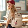 Solid Color Simple Letter And Lots Print Student Casual Backpack With Pendant