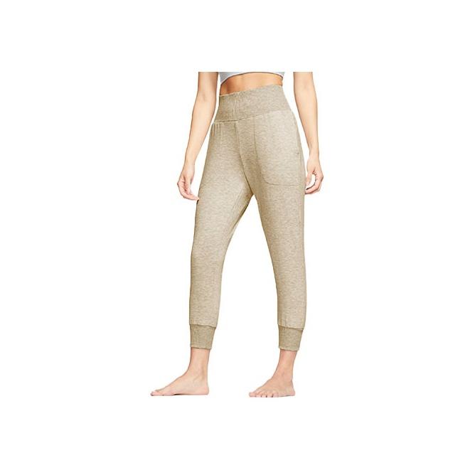 Nike Yoga Fitted Workout Pants Women bottoms Oatmeal CJ3828-140