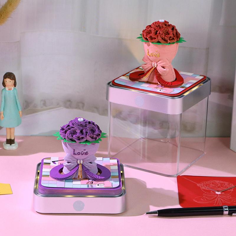 Time Piece Calendar 2026 Desk Calendar With Led Light 3D Tear-Away Calendar Paper Carving Art Memo Pad Notepad Gift Christmas