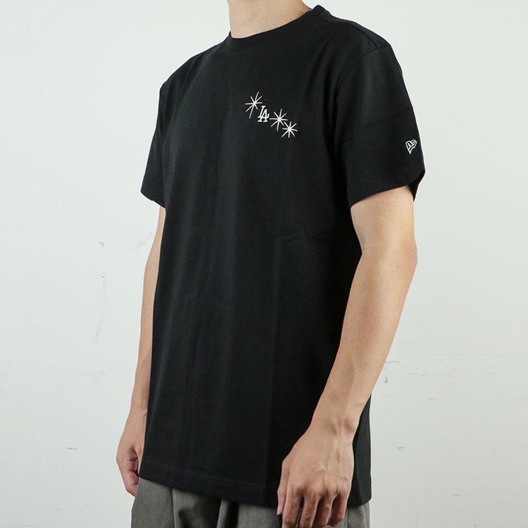 New Era SS21 Starry Embroidered Logo T-Shirt Unisex Tops Black 12836322