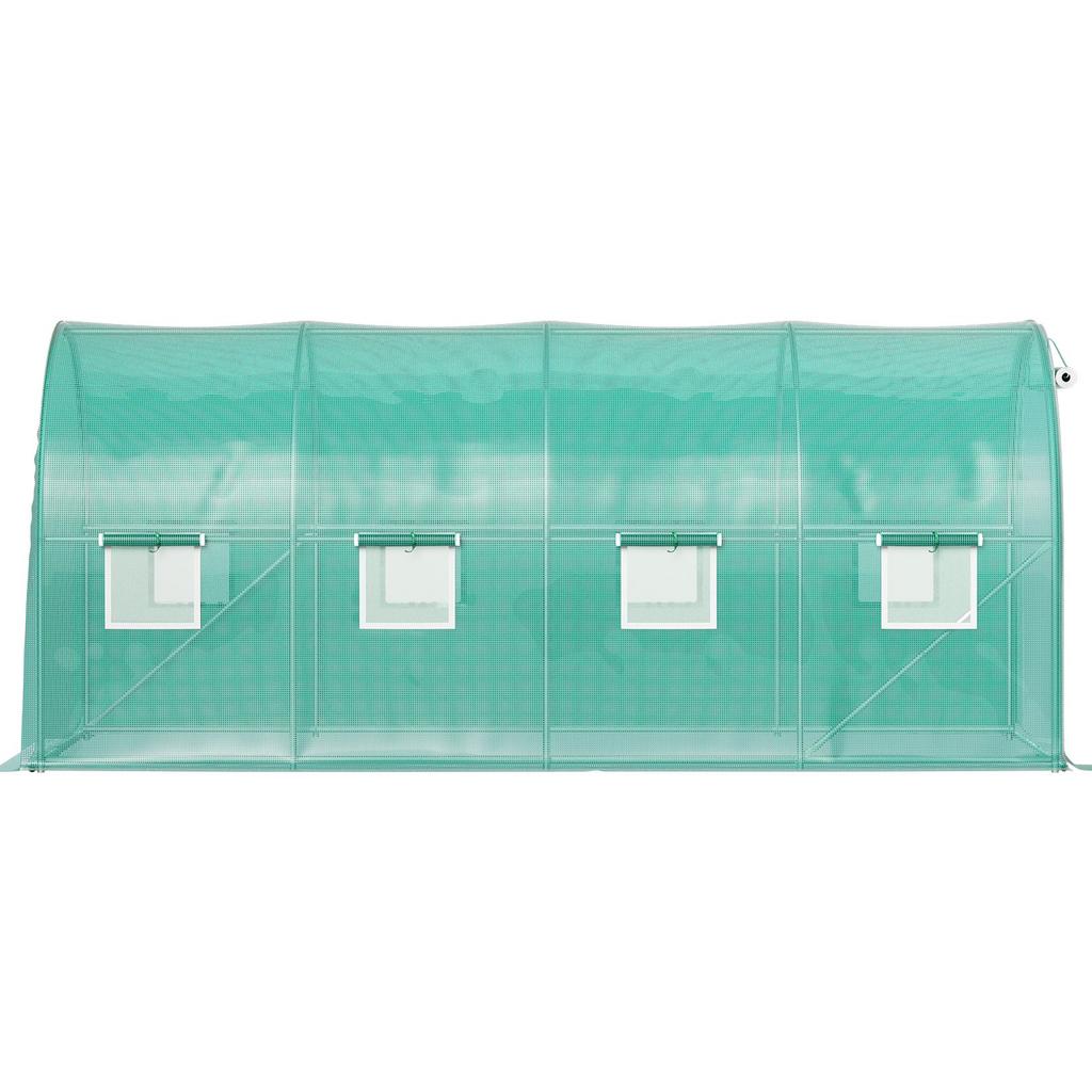 VEVOR Walk-in Tunnel Greenhouse, 4.5 x 2 x 2 m /15 x 7 x 7 ft Portable Plant Hot House w/ Galvanized Steel Hoops, 1 Top Beam, 2 Diagonal Poles
