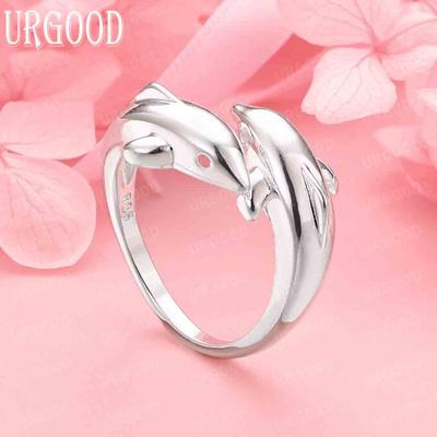 925 Sterling Silver Wedding Jewelry Fashion Fish Ring