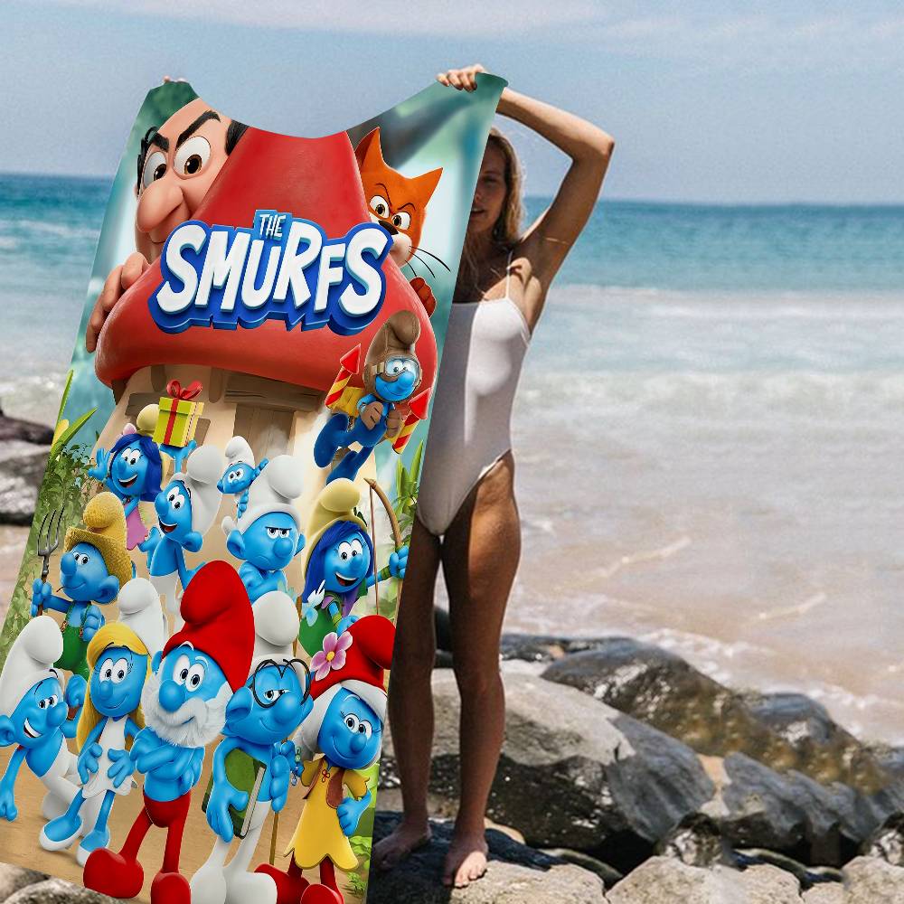 

Cartoon S-Smurfs Big Microfiber Beach Towels Quick Dry Towel Sand Beach Towels Pool Towel for Travel Swim Pool Yoga W40*H60(CM)