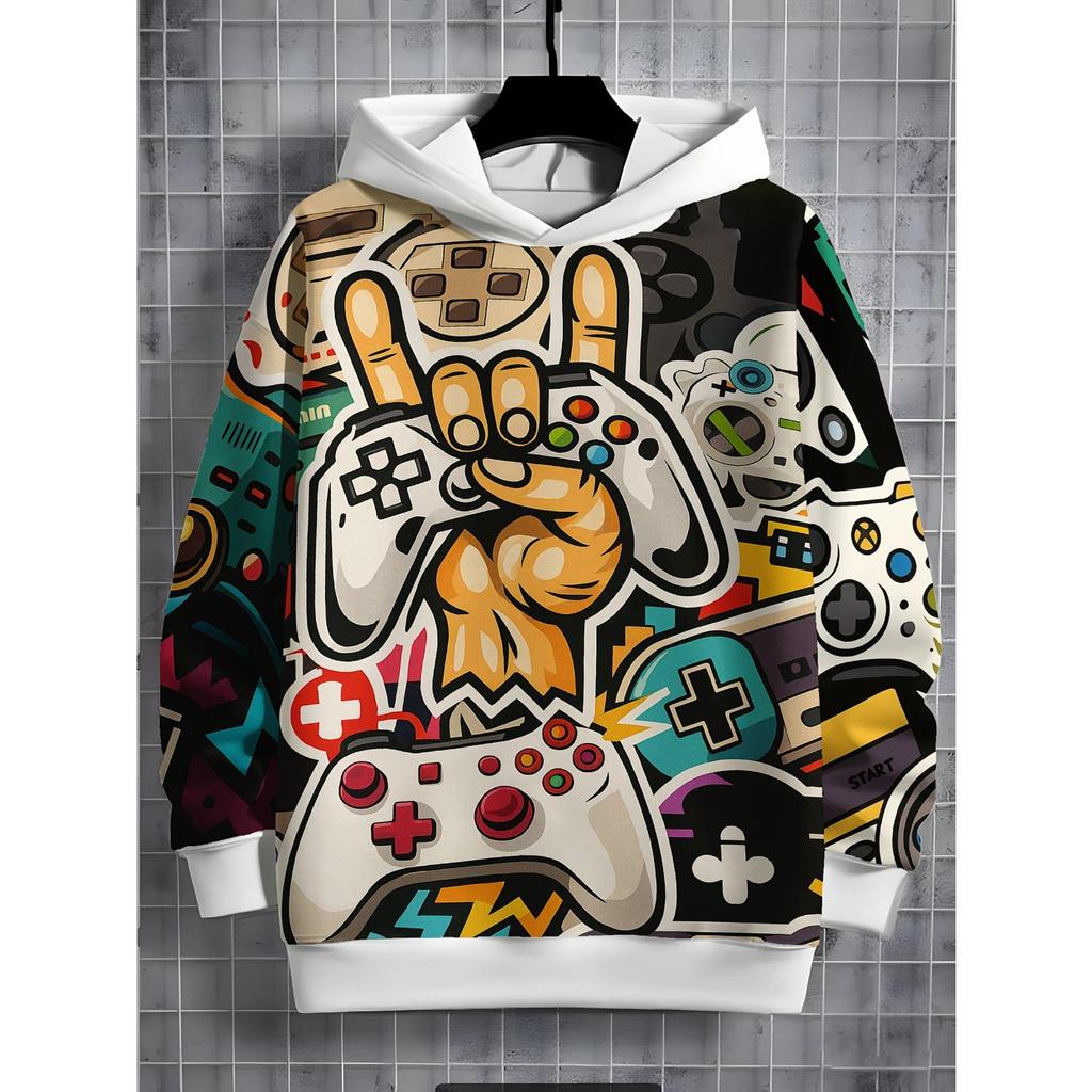 New 3D printed hooded sweatshirt, fashionable long sleeved hooded sweatshirt, comfortable pullover for boys and girls, children's hoodie