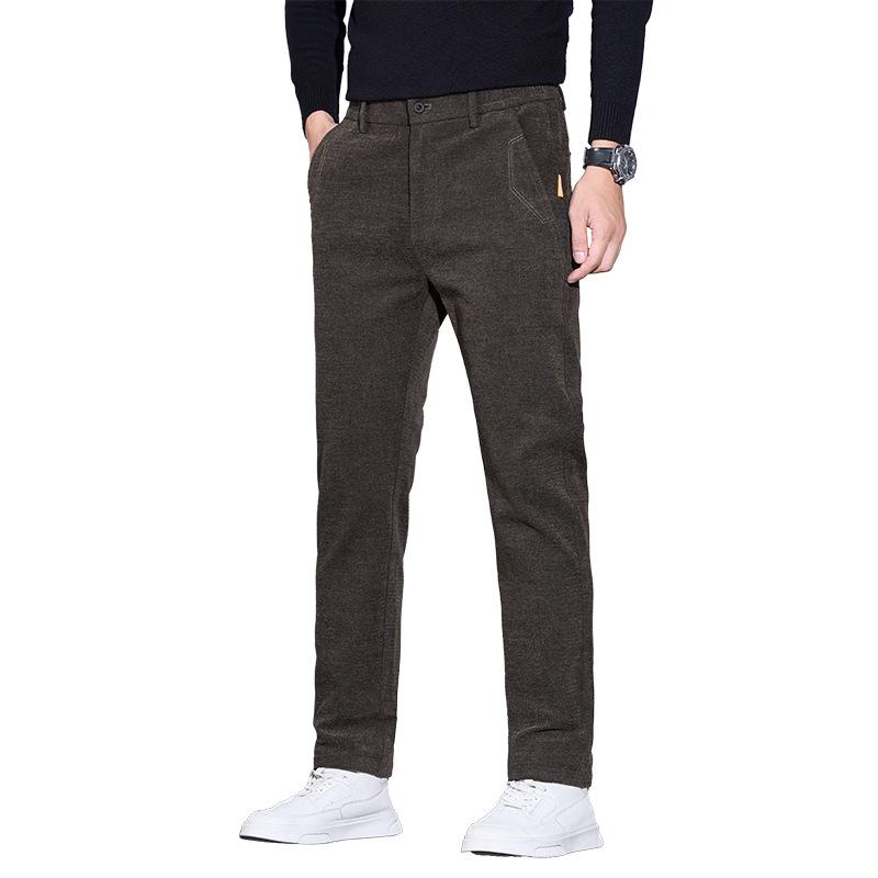 Men's Thermal Velvet Stretch Casual Pants - Thick, Soft, One-Piece Design