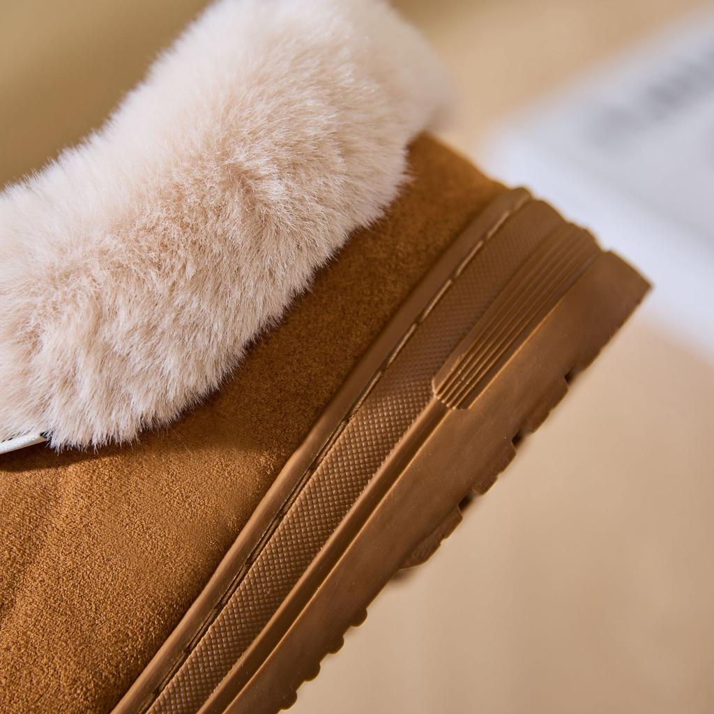thick-soled short snow boots thickened and velvet outer cotton shoes winter couple home non-slip cotton slippers
