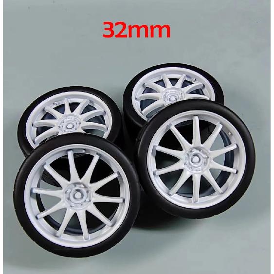 4pcs 1/18 32mm/36mm/42mm Diameter Plastic Wheels Rubber Tires RPF1 RAYS TE37 57CR CE28 BBS ABS Rims for 1:18 Model Car