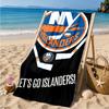 Islanders Hockey Pride Beach Towel Microfiber Beach Towel, Lightweight and Quick-Dry, for Summer Travel, Swimming Pool Fan Birthday Gift