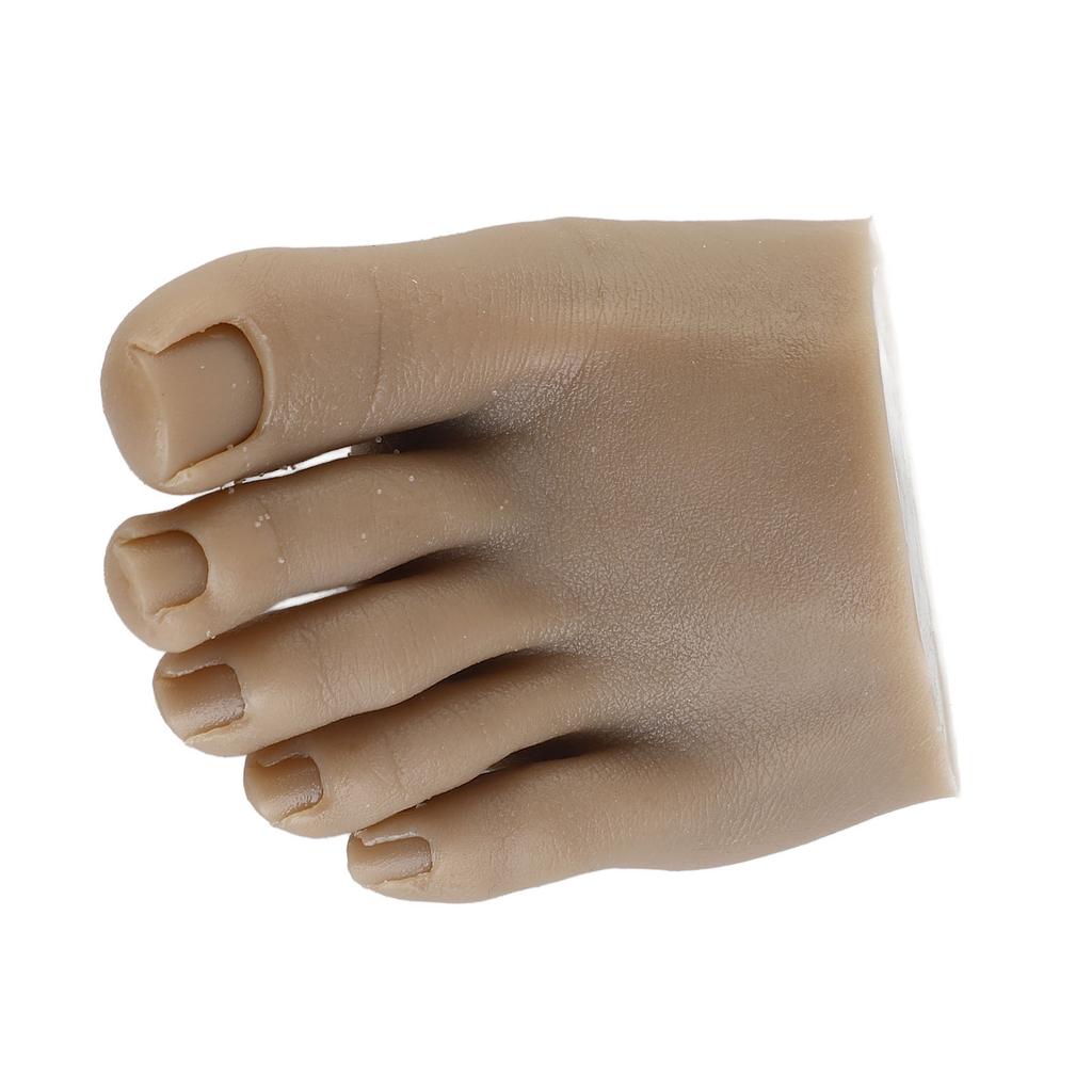 Nail Art Training Fake Half Foot Model Dark Skin Color Reusable Tattoo Practice Silicone Foot Model