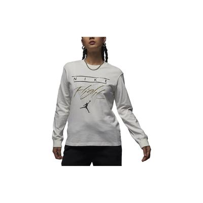 Alphabet Print Loose Casual Long Sleeve T-Shirt Women Tops White FD7206-133