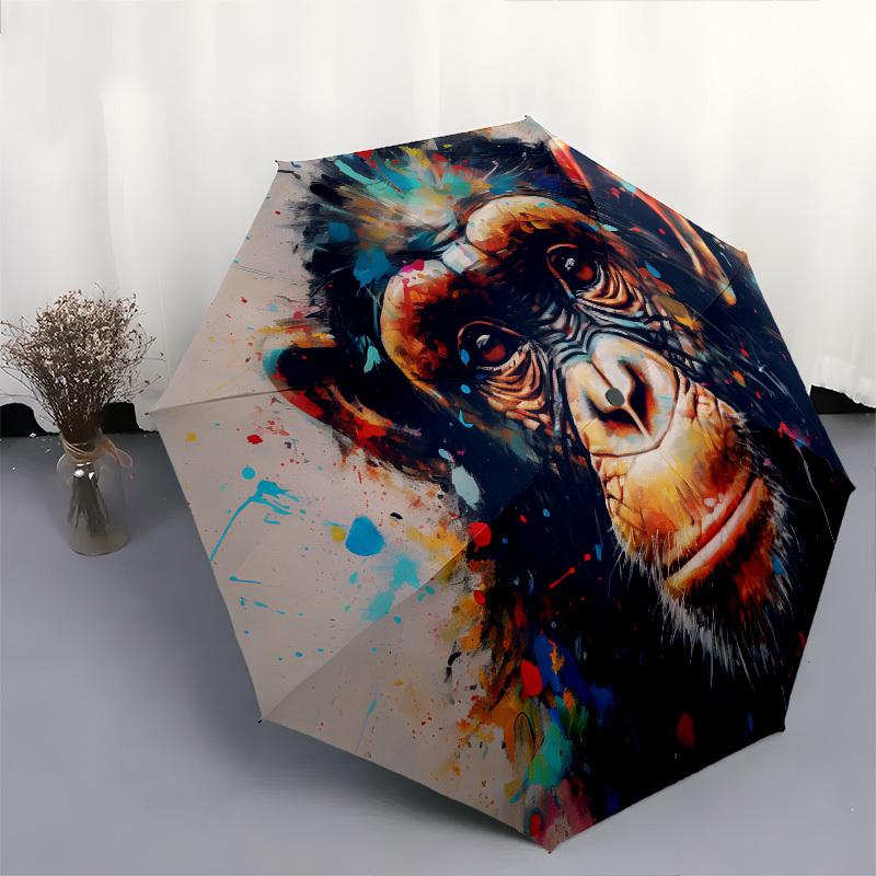 Chimpanzee, Abstract Art- Automatic Umbrella,Suitable for Men and Women,Suitable for Birthdays, Christmas, Gifts for Fashion Lovers0911b