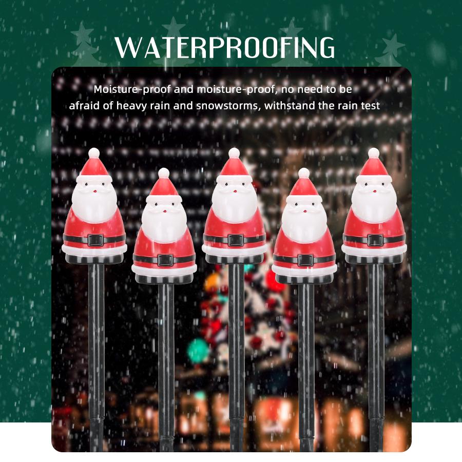 5PCs Solar LED Christmas Tree Ground Mounted Lamp Santa Claus Outdoor Atmosphere Garden Courtyard Landscape Decoration Lights