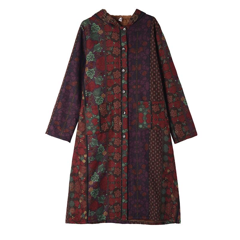 Women's Plus Velvet Thickened Hooded Windbreaker - Autumn/Winter 2026 Warm Loose Fit Cotton Jacket, Plus Size Outerwear