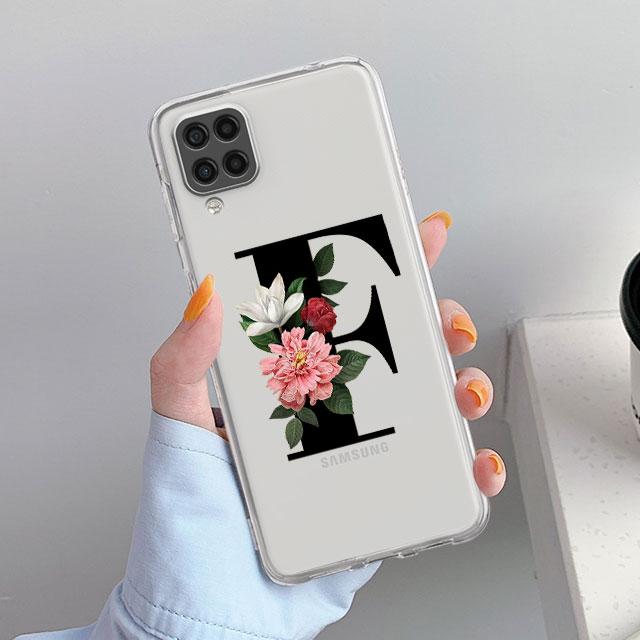 

Case For Samsung Galaxy A52 A12 A51 A71 A32 A21s A22 A53 A23 A13 A03 A02 A41 A33 A11 A72 A73 Phone Cove Letters DIY Flower Samsung A20e
