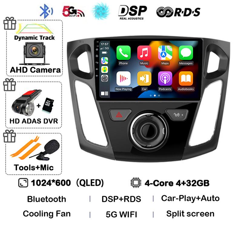 Android 14 Carplay Auto 2 Din DVD Car Radio For Ford Focus 3 Mk 3 Salon 2012-2017 Multimedia Video Player Navigation GPS Stereo