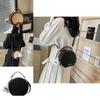 Stylish Trendy Womens Round Crossbody Bag With Zip Closure In Chic Black