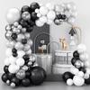 White Balloons Garland Arch Kit Black Silver Confetti Balloon Wedding Anniversary Proposal Marriage Birthday Party Decoration