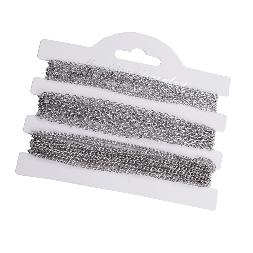 Stainless Steel Fine Chain Set: 1.5mm, 2mm Cross, 2mm Dense Sideways, 6 Meters/Pack for DIY Jewelry