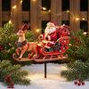 Santa and Reindeer Sleigh Decorative Yard Stake Figurine Eye-Catching for Lawn