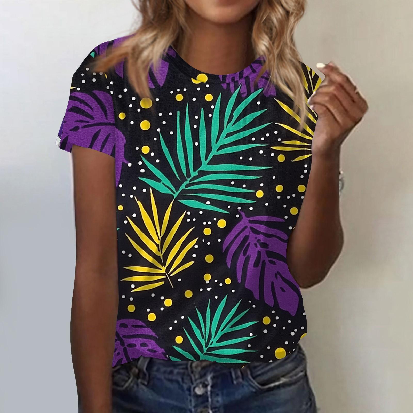 

Женская модная повседневная футболка с круглым вырезом и коротким рукавом с карнавальным принтом XXXL