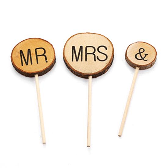 3 ks Toppery na dort Ekologické dřevěné toppery na dezerty, muffiny s anglickými písmeny pro narozeniny
