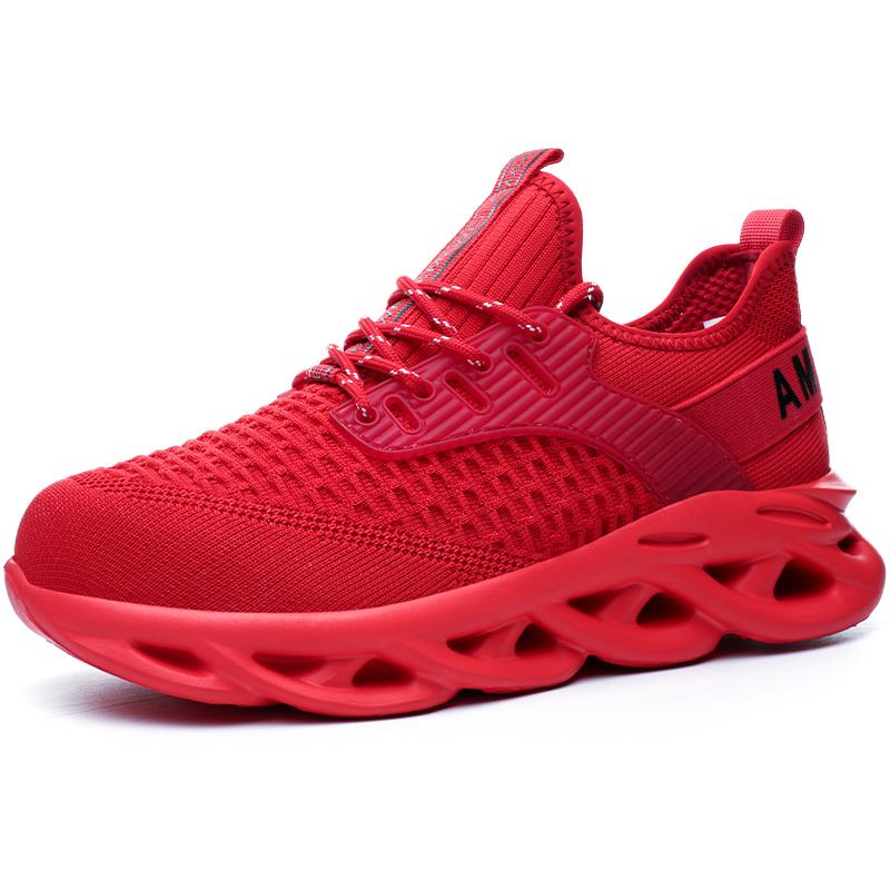 

Red Men s Safety Work Shoes Breathable Puncture Proof Outdoor Shoes Non-slip Platform Light Breathable Men Work Sneaker 41 красный