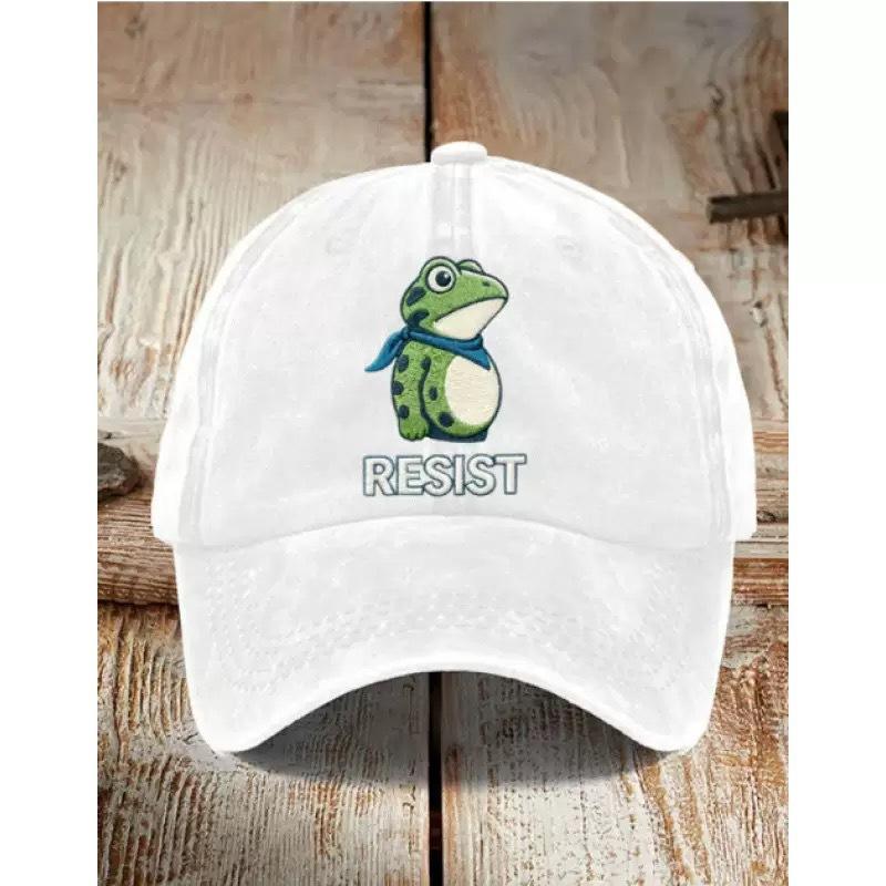 Frog Resists Washed Cotton Hat Men's Old Daddy Hat Vintage Printed Soft Top Baseball Cap
