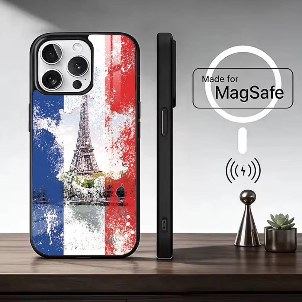 Cheer on F-France Flag Phone Case For iPhone17,16,15,14,13,12,11 Plus,Pro Magnetic For Magsafe Wireless Charging