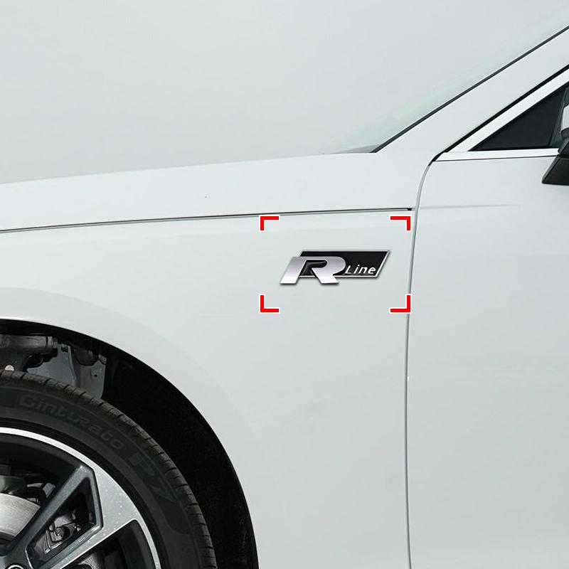 3D Metal VW R Line Rline Emblem Sticker Logo Rear Trunk Badge Decals Caps For VW CC Golf 6 7 GTI Tiguan Passat B5 B6 B7 Jetta