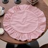 Rustikální prostírání Jednobarevné Kulatý tvar Volánkový okraj Prostírání na odpolední čaj Měkká praná bavlna Podložka na stůl Jídelna Kuchyně Párty Rustikální výzdoba stolu