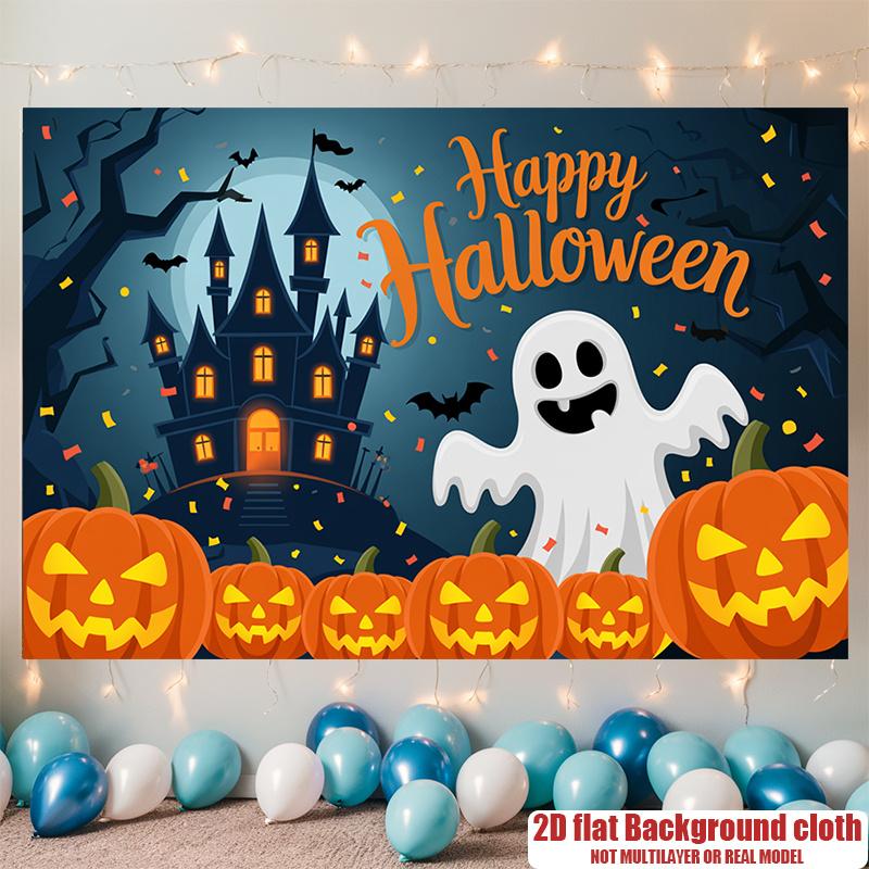 Party Backdrop Halloween Moon Flat Spooky Witch Photo Background Decor Party Decor