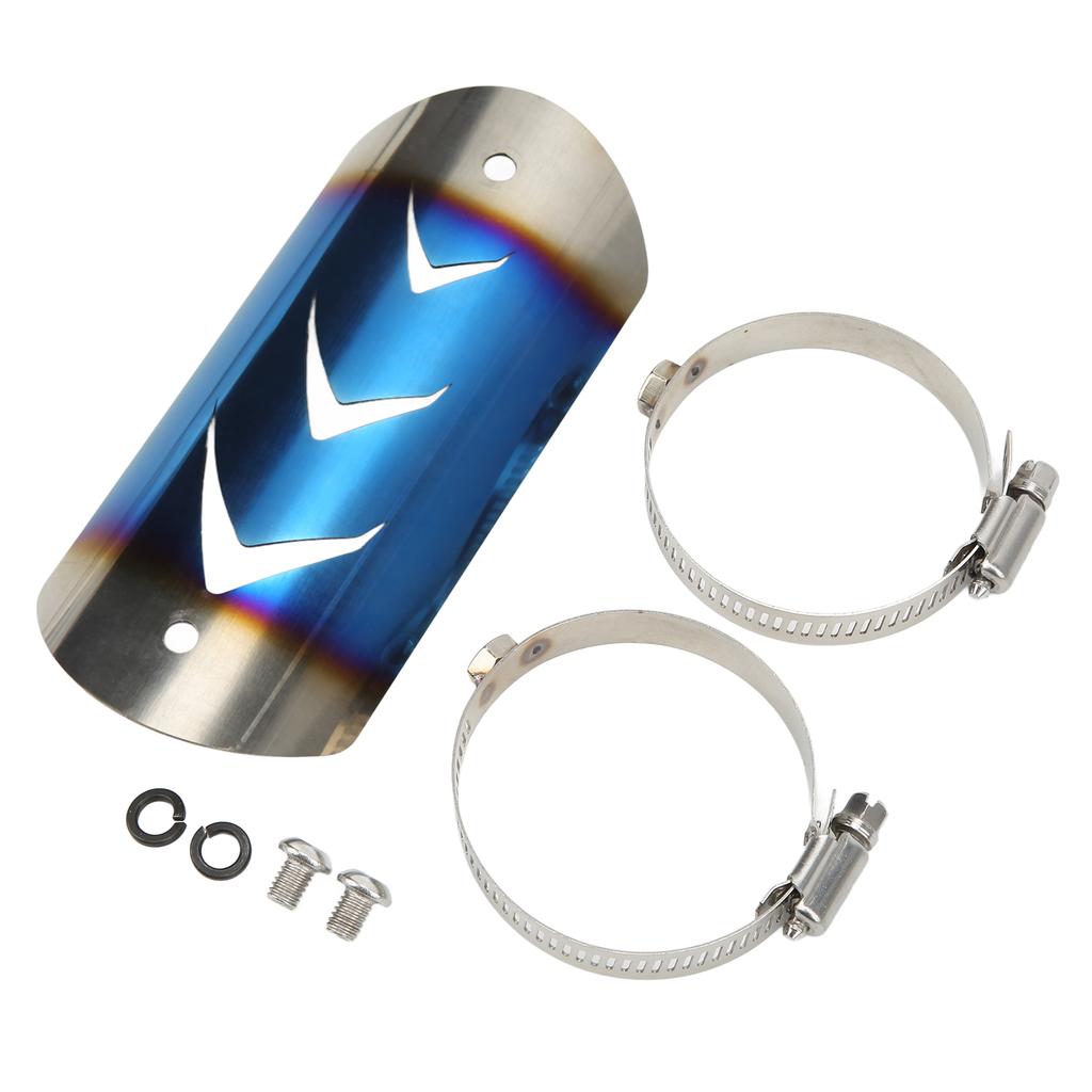 Exhaust Muffler Pipe Protector Stainless Steel Heat Shield Cover Universal for MotorcycleBluing