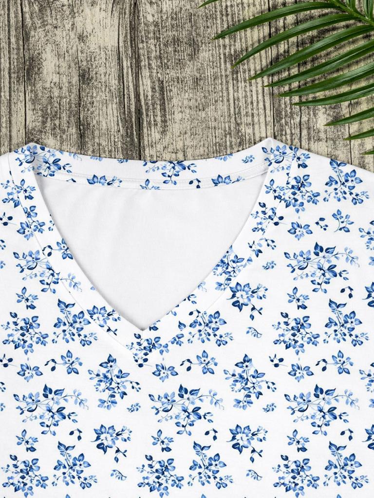 Damen Sommer V-Ausschnitt Kurzarm T-Shirt