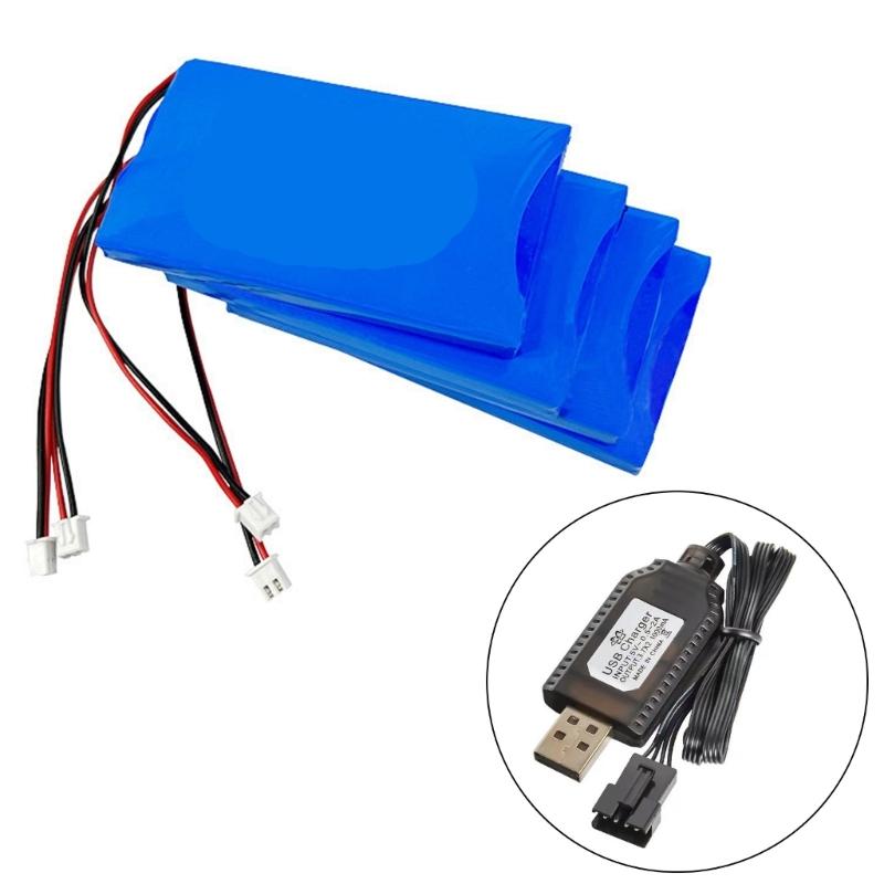 2er-Set 7,4V USB-Ladekabel mit SM2.0 4P-Stecker für LiPos-Batteriebetriebene Autos und Fahrzeuge