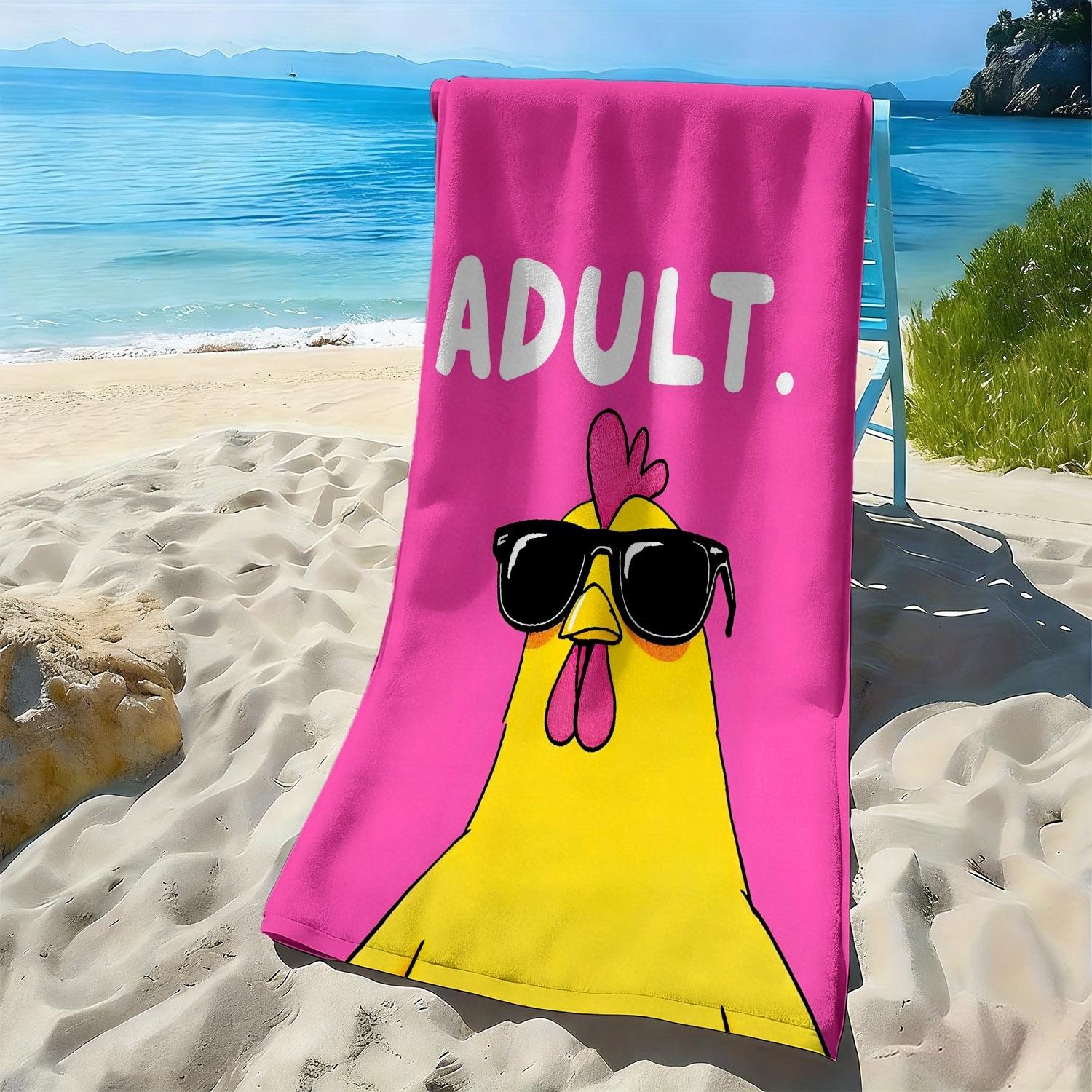 

Funny little chicken sunglasses pattern polyester microfiber beach towel is highly absorbent, suitable swimming beach outings W30*H60(CM)