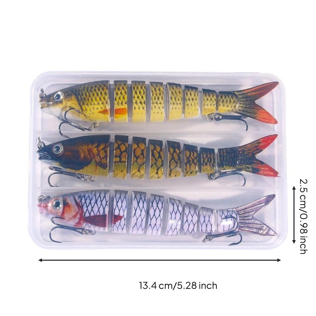 3 Pieces MultiJointed Swimbait Authentic Articulated Fish Lure Saltwater Segmented Fishing Decoy for