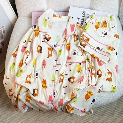 Cartoon Niedlicher Tierdruck Süßer Damenpyjama Koreanische Homewear Neu Herbst/Winter Hausset