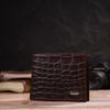 Fashionable Horizontal Men's Wallet of Medium Size Made of Genuine Leather with Crocodile Embossing CANPELLINI 21865 Brown
