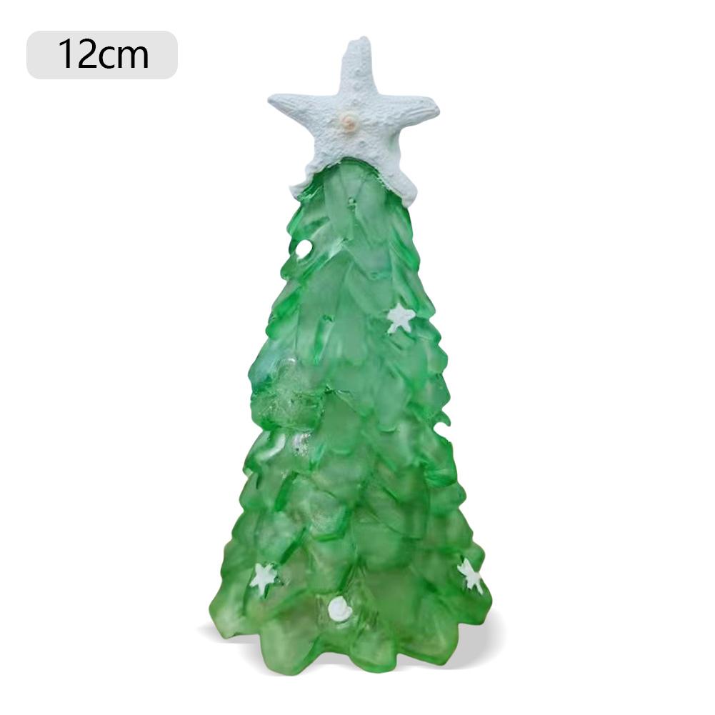 

Sea Glass Christmas Tree Decorations Resin Miniature Ocean Beach Xmas Tree with Starfish Ornaments For New Year Party Surprise 12CM
