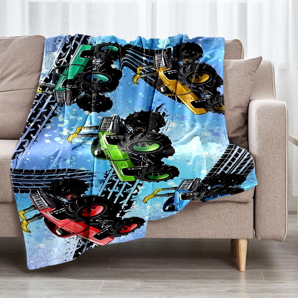 Truck Theme Printed Blanket - Perfect for Couch, Bed, Travel & Outdoor Use | Machine Washable, Cozy & Durable.