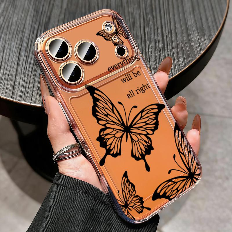 Black Butterfly Printed TPU Phone Case For iPhone 17 16 Pro 15 14 13 12 Pro Max 11 Shockproof Transparent Soft Silicone Cover