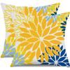 1pc Yellow Blue Flower Pillow Covers 18x18 Inch Set of 2 White Gray Colored Throw