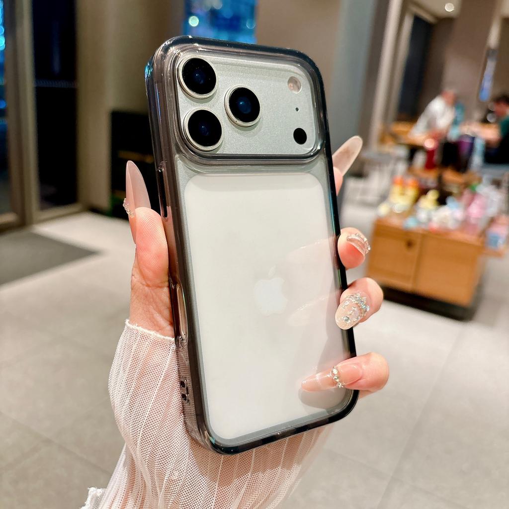 HD Transparent Acrylic Hard Phone Case For iPhone 17 16 15 14 13 Pro Max With Metal Button Armor Shockproof Bumper Cover