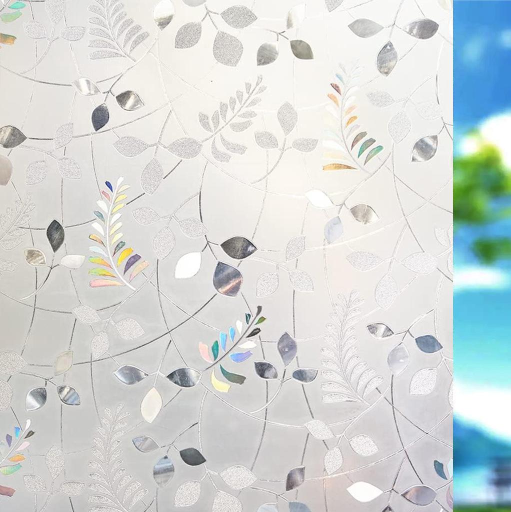 Wide 75/90 Cm Rainbow Privacy Window Film, Static Cling Insulation Window Tint, Non Adhesive Decorative Window Glass Sticker