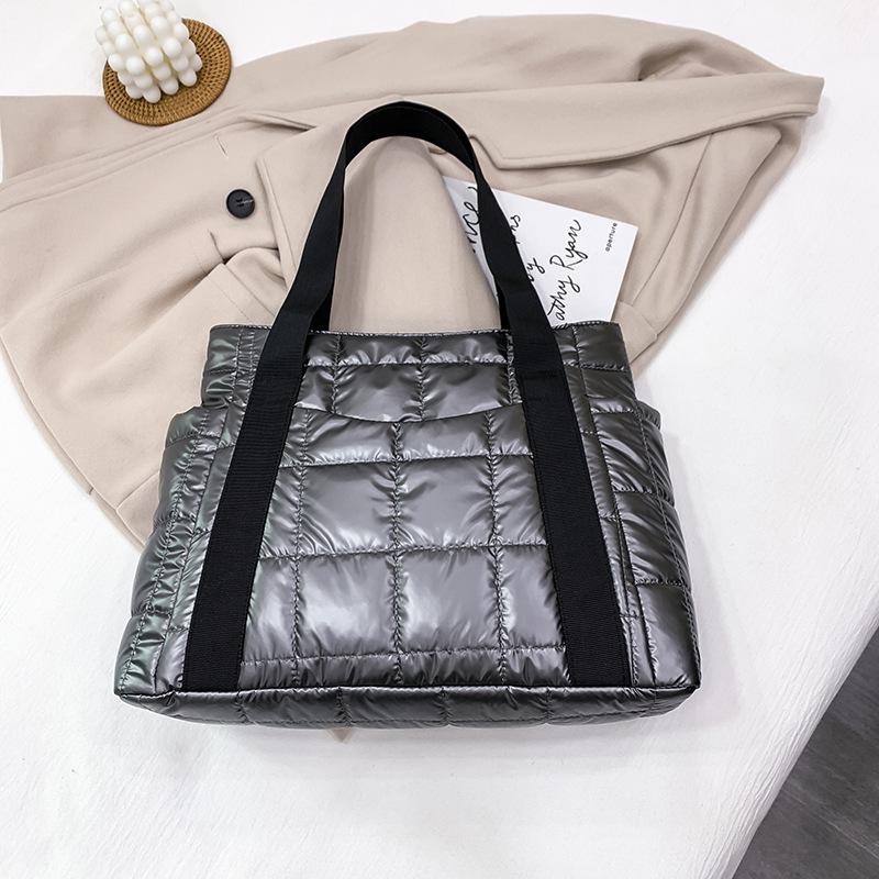 2022 Høst og vinter Ny mote Retro Gitter Space Bomullsveske Kvinners én skulder reiseveske